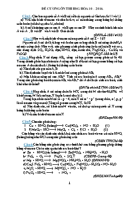 Đề cương ôn thi học sinh giỏi môn Hóa 10 năm 2016